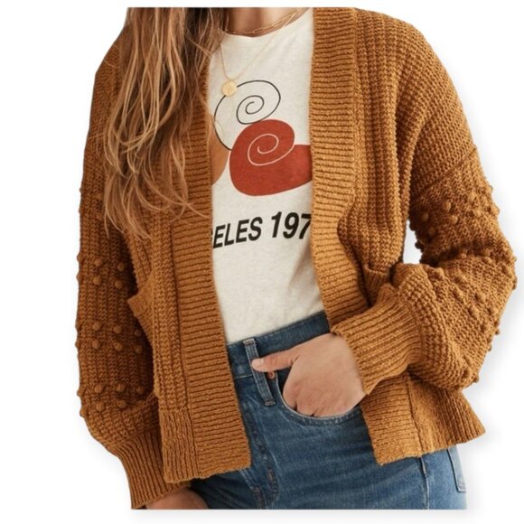 Madewell l/s Bobble Cardigan Sweater In Antique Gold size M as seen on TV - Picture 2 of 15